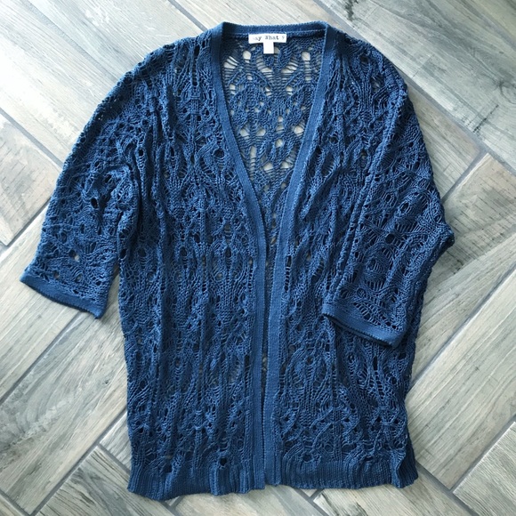 Gorgeous Crochet long cardigan| Navy blue - Picture 3 of 10